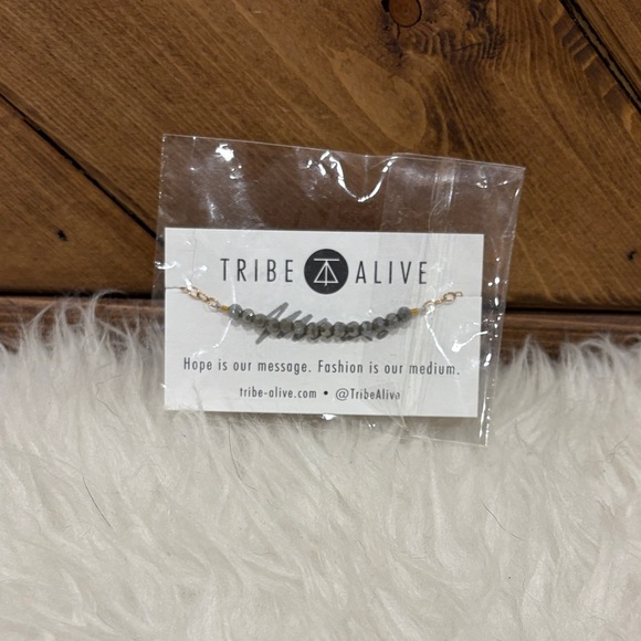 Tribe Alive Gray and Gold Beaded Bracelet - Picture 1 of 2